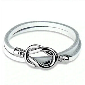 ** White Leather wrap with stainless steel knot